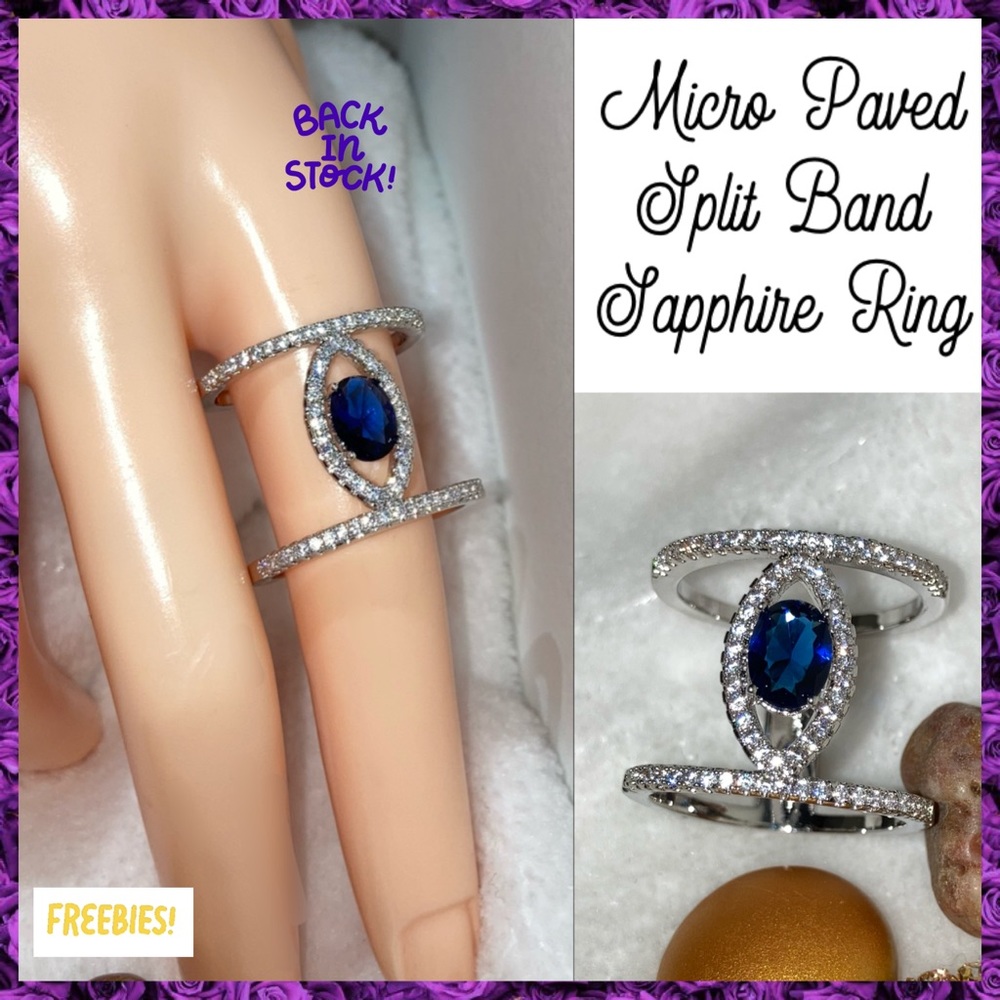 HOT Paved Double Band Geometric Marquise Halo Ring